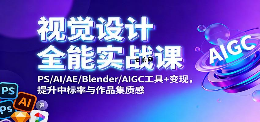视觉设计全能实战课：PS/AI/AE/Blender/AIGC工具+变现，提升中标率与作品集质感|云鹿网