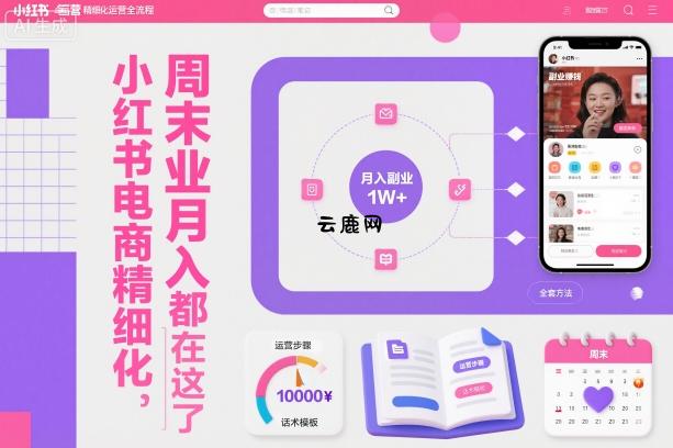 小红书电商精细化运营全流程，周末副业月入1W+，全套方法都在这了|云鹿网