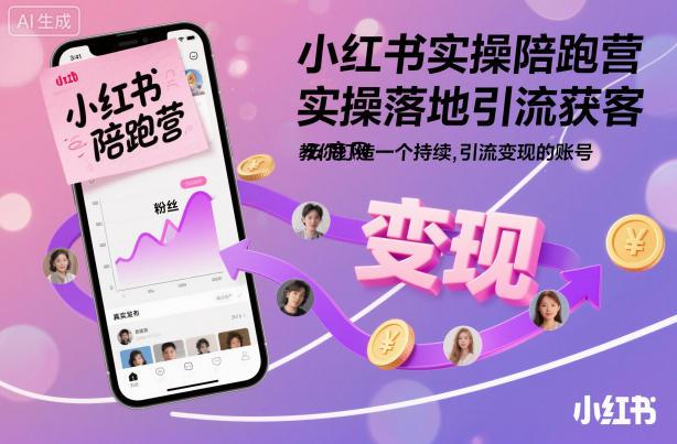 小红书实操陪跑营，实操落地引流获客，教你打造一个持续引流变现的账号|云鹿网