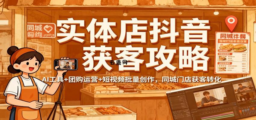 实体店抖音获客攻略：AI工具+团购运营+短视频批量创作，同城门店获客转化|云鹿网