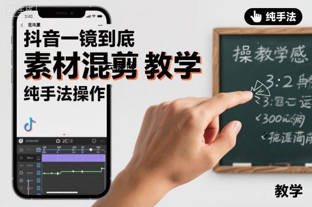 抖音一镜到底素材混剪教学，纯手法操作|云鹿网