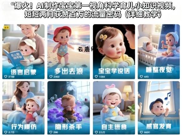 爆火！AI制作宝宝第一视角科学育儿小知识视频，短短两月获赞百万的流量密码(详细教学)|云鹿网