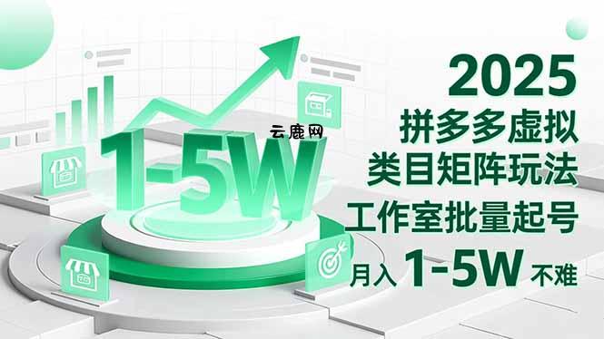 2025 拼多多虚拟类目矩阵玩法，工作室批量起号，月入 1-5W 不难|云鹿网