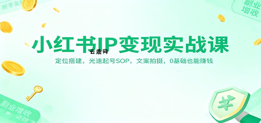 小红书IP变现实战课：定位搭建，光速起号SOP，文案拍摄，0基础也能赚钱|云鹿网