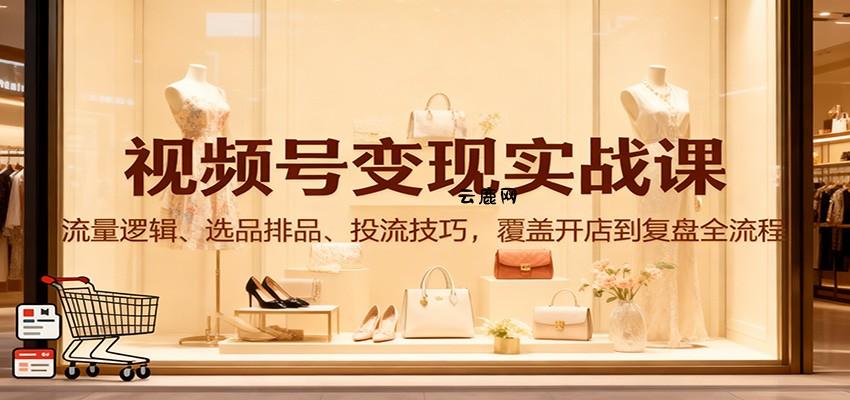 视频号变现实战课：流量逻辑、选品排品、投流技巧，覆盖开店到复盘全流程|云鹿网