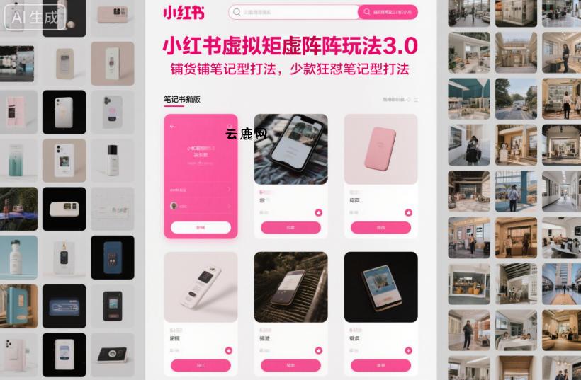 小红书虚拟矩阵玩法3.0，铺货铺笔记型打法，少款狂怼笔记型打法|云鹿网