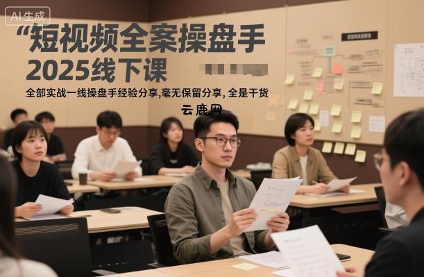 短视频全案操盘手2025线下课，全部实战一线操盘手经验分享，毫无保留分享，全是干货|云鹿网