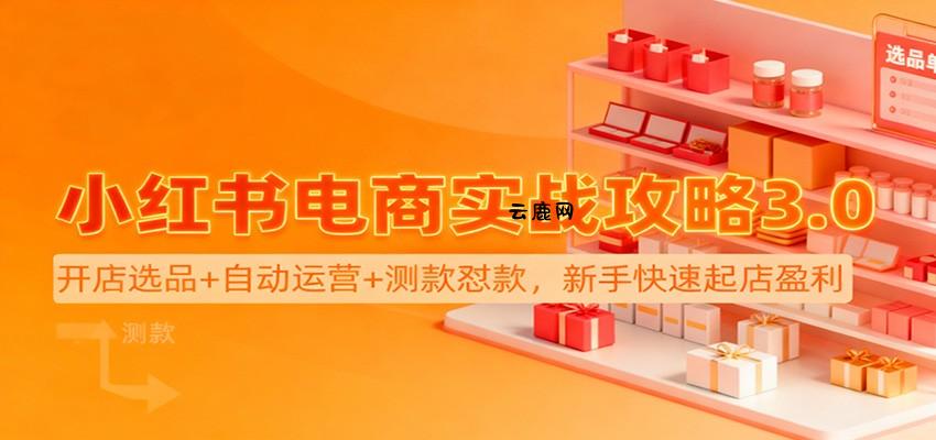 小红书电商实战攻略3.0：开店选品+自动运营+测款怼款，新手快速起店盈利|云鹿网