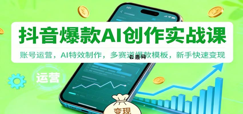 抖音AI爆款创作实战课：账号运营，AI特效制作，多赛道爆款模板，新手快速变现|云鹿网