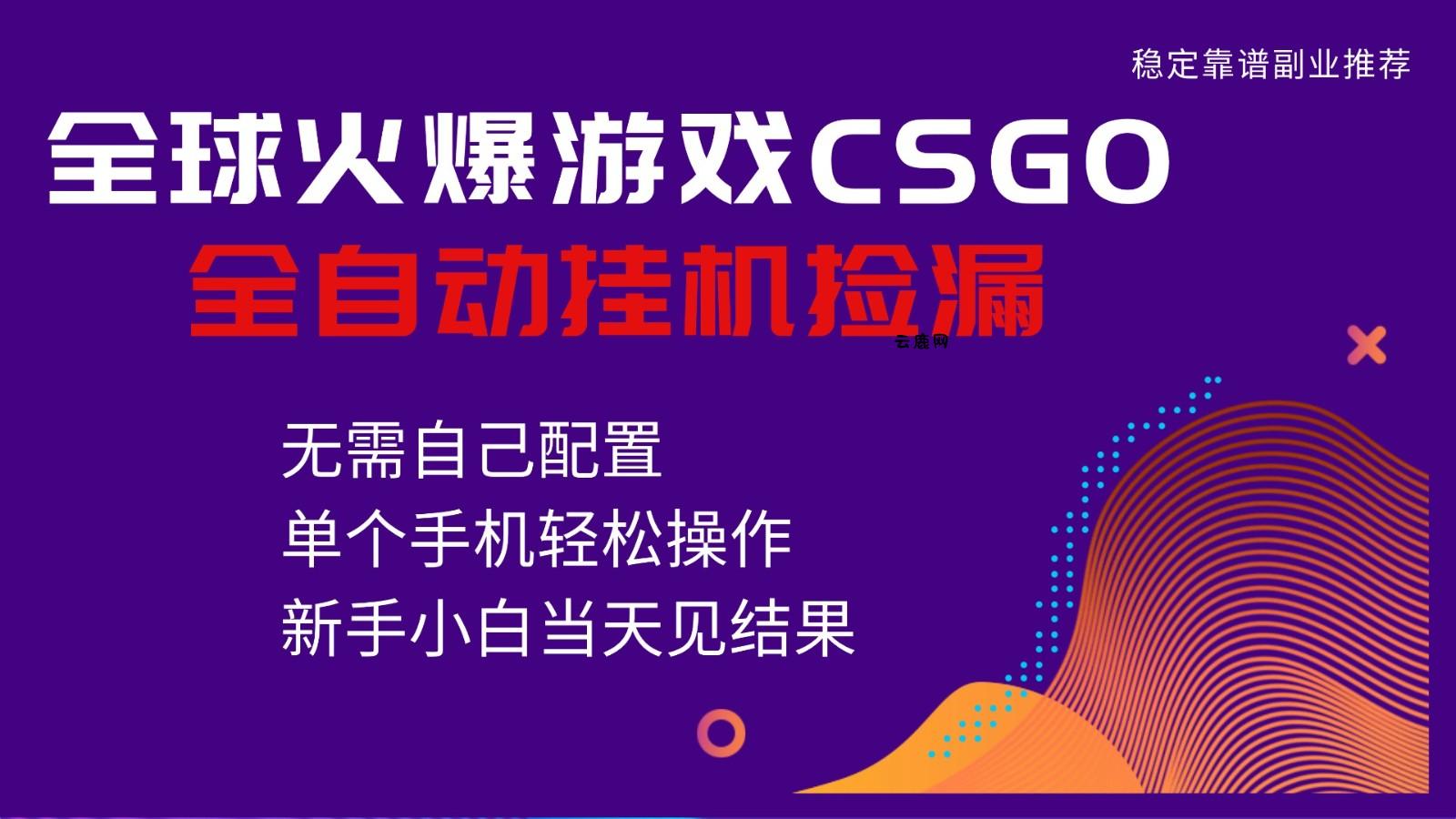 火爆游戏CSGO全自动捡漏，独家最新玩法，单个手机可操作，新手小白日入500+|云鹿网