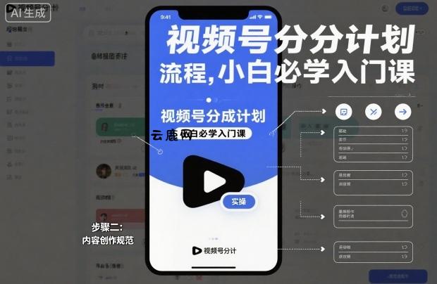 视频号分成计划实操流程，小白必学入门课|云鹿网
