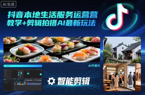 抖音本地生活服务运营教学+剪辑拍摄AI最新玩法|云鹿网