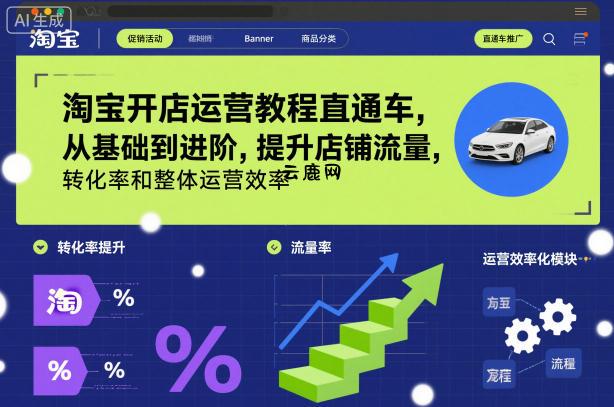 淘宝开店运营教程直通车，从基础到进阶，提升店铺流量，转化率和整体运营效率(更新11月)|云鹿网
