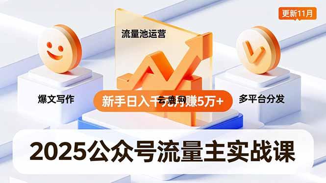 2025公众号流量主实战课，爆文写作、流量池运营、多平台分发，新手日入千元月赚5万+更新11月|云鹿网