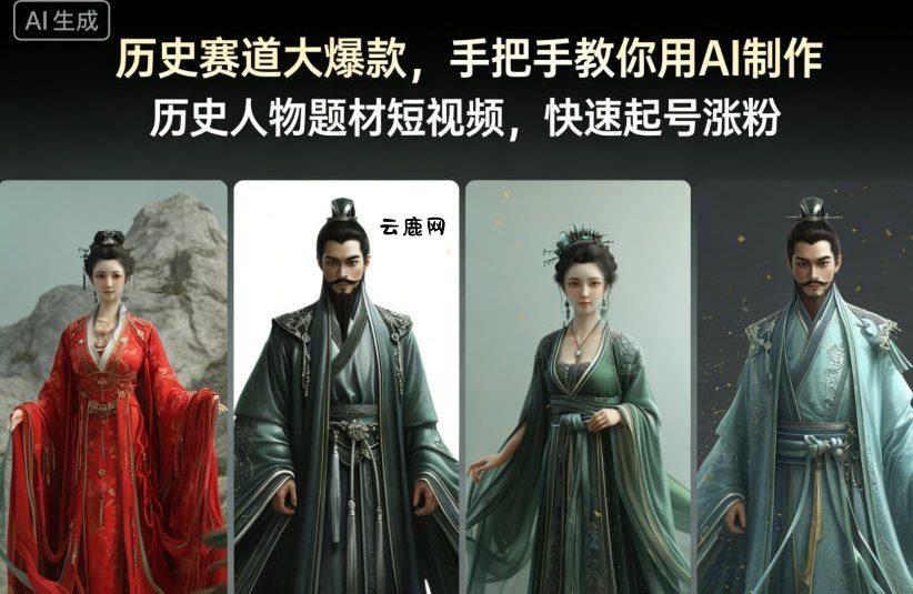 历史赛道大爆款，手把手教你用AI制作历史人物题材短视频，快速起号涨粉|云鹿网