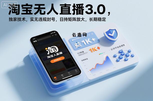 淘宝无人直播3.0，独家技术，实无违规封号，日收益1k+，支持矩阵放大，长期稳定【揭秘】|云鹿网