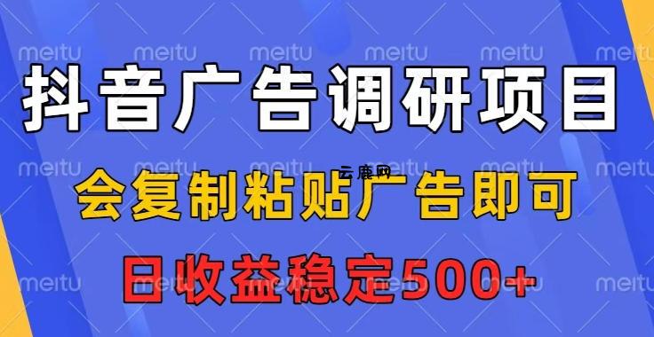 抖音广告调研项目,会复制粘贴广告即可,任务没有上限,日收益稳定5张【揭秘】