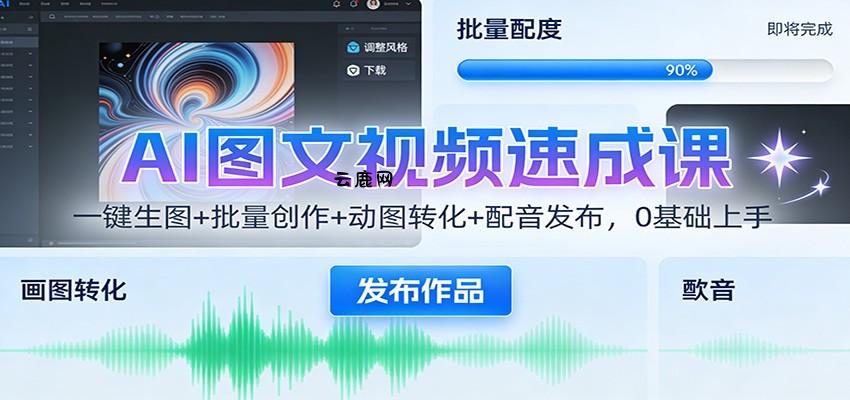 AI图文视频速成课：一键生图+批量创作+动图转化+配音发布，0基础上手|云鹿网