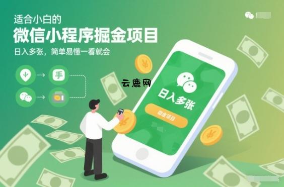 适合小白的微信小程序掘金项目，日入多张，简单易懂一看就会【揭秘】|云鹿网