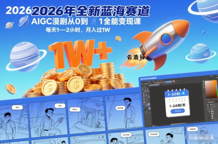 2026年全新蓝海赛道AIGC漫剧从0到1全能变现课,每天1—2小时,月入过1W