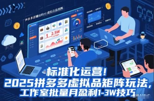 标准化运营！2025拼多多虚拟品矩阵玩法，工作室批量月盈利1-3W技巧【揭秘】|云鹿网