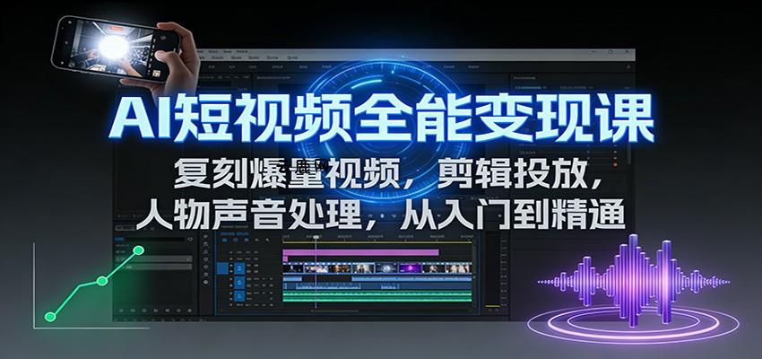 AI短视频全能变现课：复刻爆量视频，剪辑投放，人物声音处理，从入门到精通|云鹿网