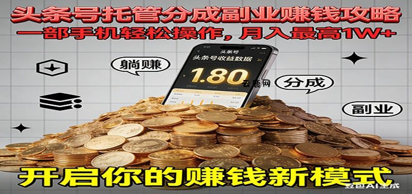 全程托管今日头条，一部手机就可以开干，最高躺赚1W+|云鹿网