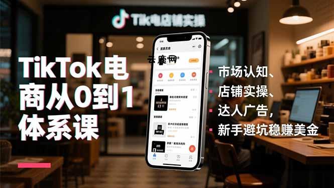 TikTok电商从0到1体系课，市场认知、店铺实操、达人广告，新手避坑稳赚美金|云鹿网