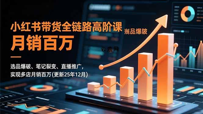 小红书带货全链路高阶课，选品爆破、笔记裂变、直播推广，实现多店月销百万(更新25年12月|云鹿网