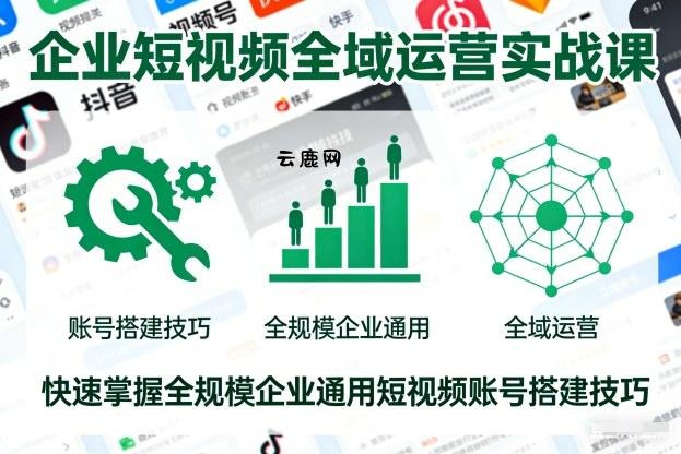 企业短视频全域运营实战课，快速掌握全规模企业通用短视频账号搭建技巧|云鹿网