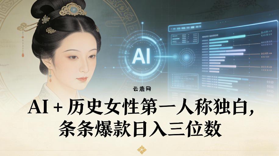 AI+历史女性第一人称独白，条条爆款日入三位数|云鹿网