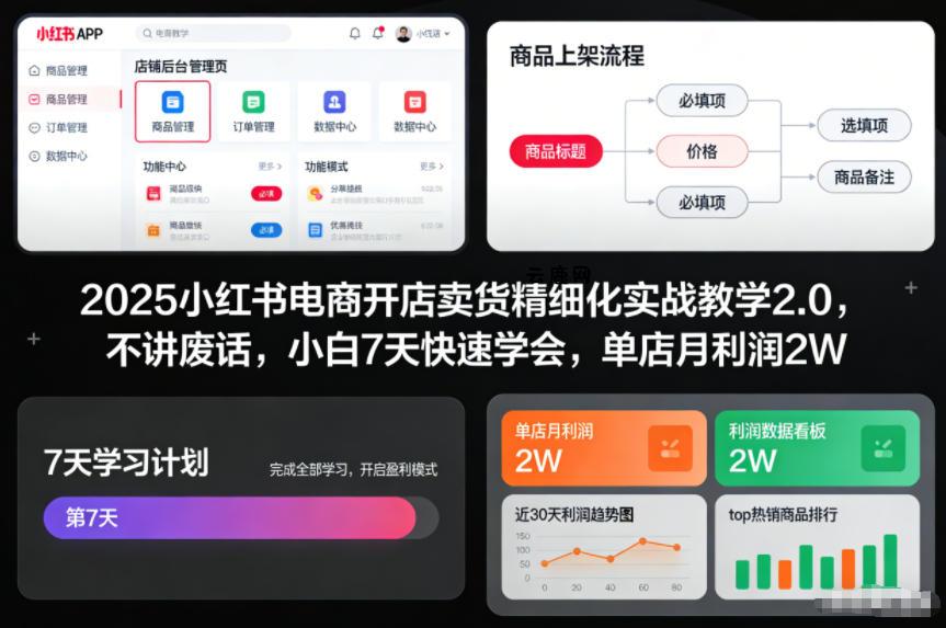 2025小红书电商开店卖货精细化实战教学2.0，不讲废话，小白7天快速学会，单店月利润2W|云鹿网