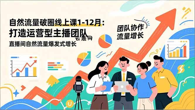 自然流量破圈线上课1-12月：打造运营型主播团队 直播间自然流量爆发式增长|云鹿网