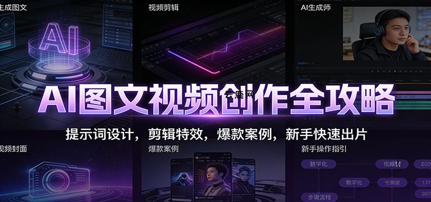 AI图文视频创作全攻略：提示词设计，剪辑特效，爆款案例，新手快速出片|云鹿网